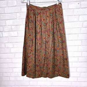 Vtg Eddie Bauer Paisley Maxi Skirt 12 Petite Boho Cottage Folk Artisan Heritage